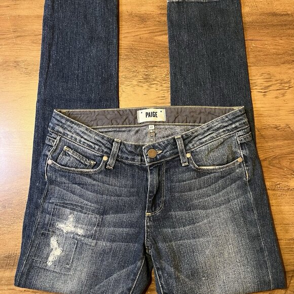 Paige Skyline Ankle Peg Jessie Tear & Repair Jeans Distressed Size 27 Skinny - Picture 1 of 7